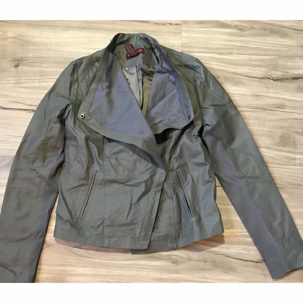 NWOT BAGATELLE LEATHER KNIT DRAPE FRONT JACKET M